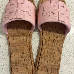 Tory Burch Pink Cork Slide Sandals